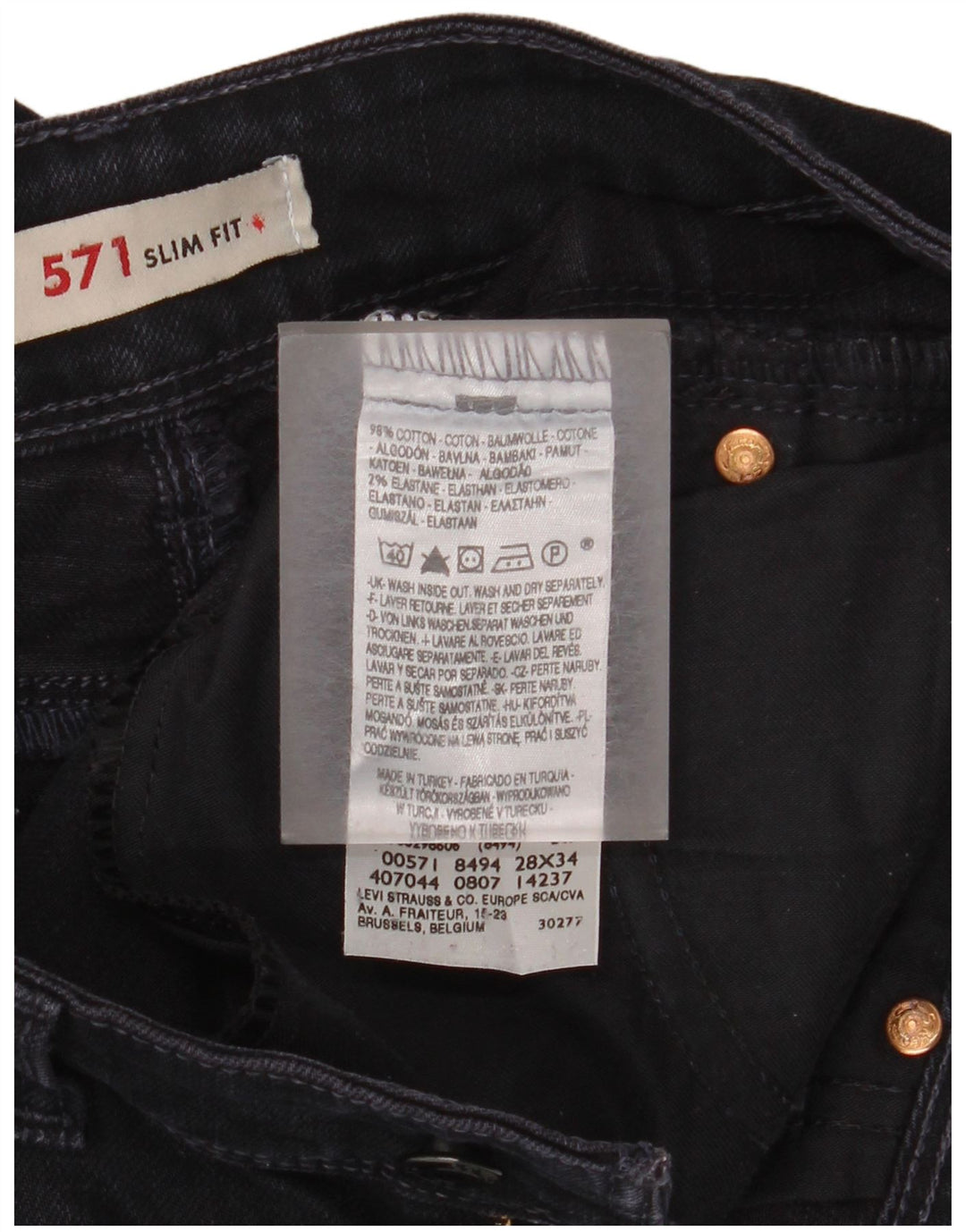 Damskie jeansy LEVI'S 571 Slim W28 L29 Granatowa bawełna