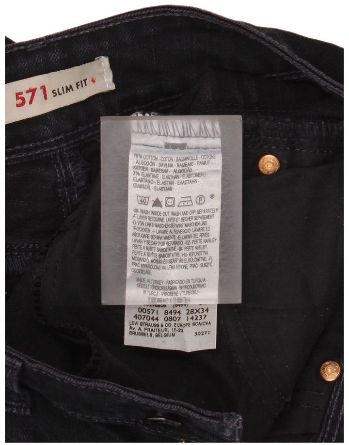 Damskie jeansy LEVI'S 571 Slim W28 L29 Granatowa bawełna