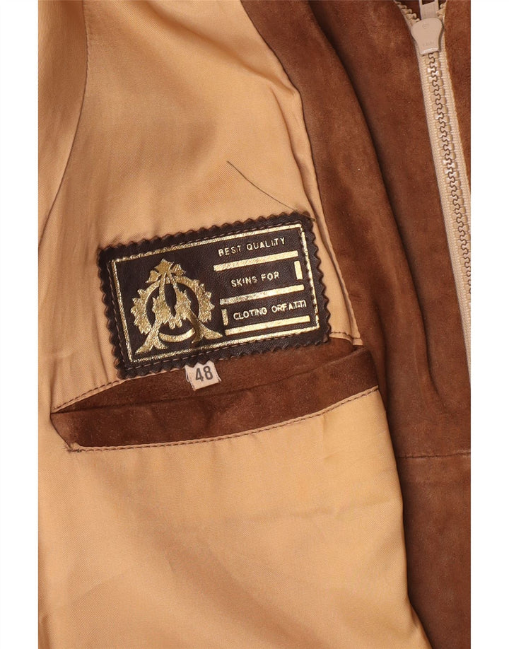 Vintage męska zamszowa kurtka bomber IT 48 średnio brązowa skóra