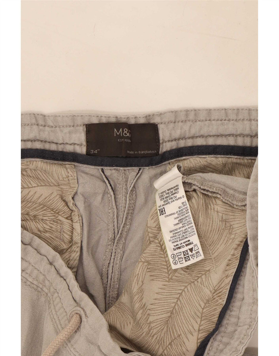 Marks & Spencer Męskie spodenki chino duże W34 szare lniane