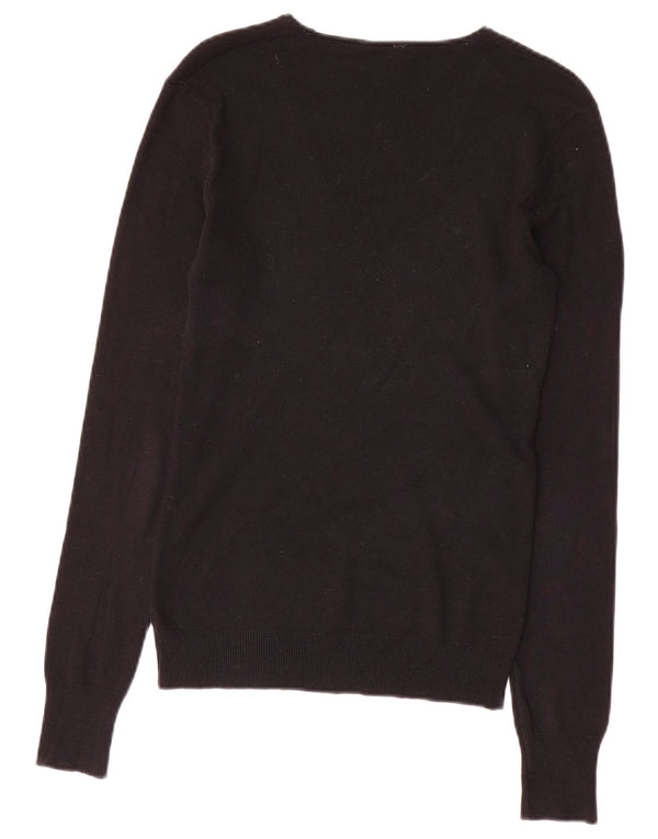 BENETTON Damski sweter z dekoltem w kształcie litery V, UK 10, mały, czarny