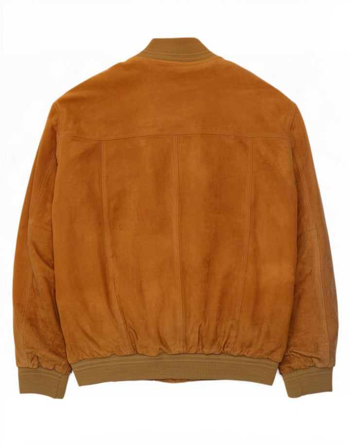 Vintage męska zamszowa kurtka bomber IT 62 6XL brązowa skóra