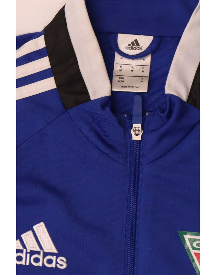 Adidas Męska bluza dresowa z grafiką, średnia niebieska, poliester z blokami kolorów