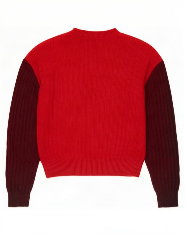 Marks & Spencer Damski sweter z okrągłym dekoltem, UK 10, mały, czerwony, z blokami kolorów