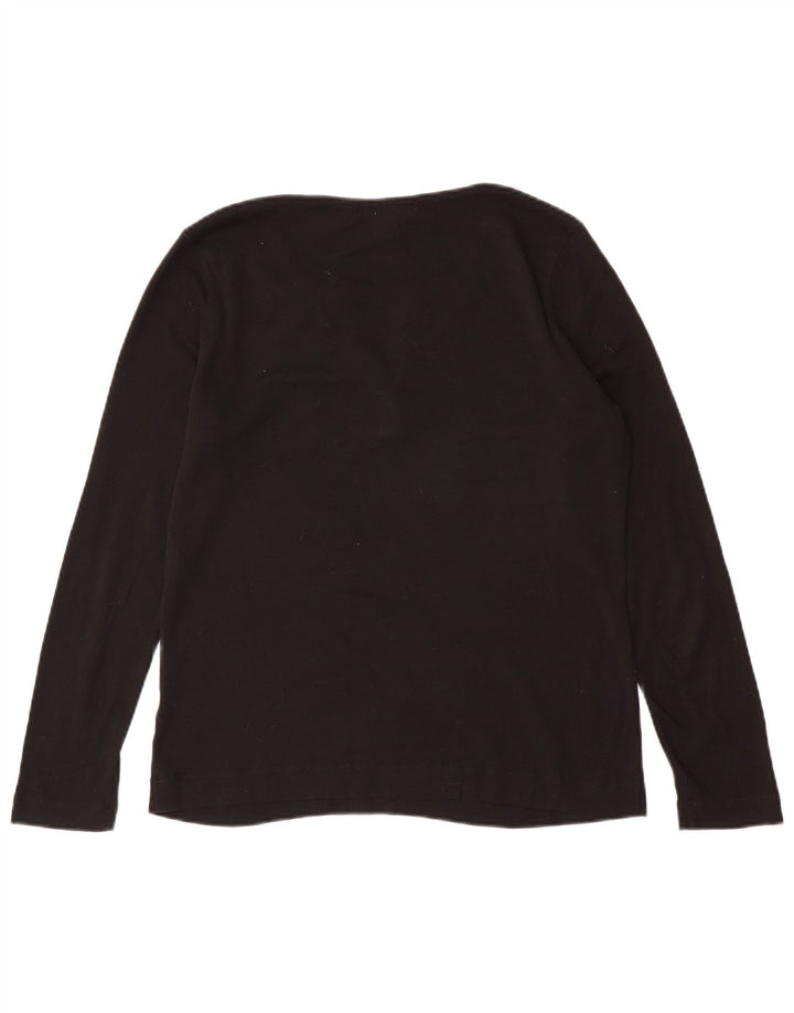 RALPH LAUREN Damski top z długim rękawem UK 16, duży, czarny, bawełniany