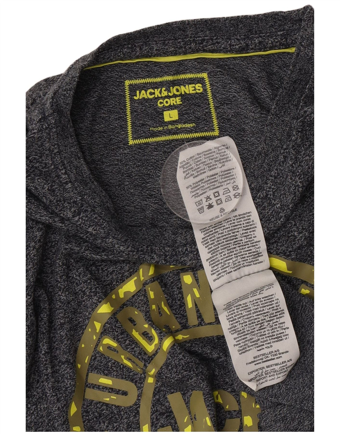 Męski T-shirt Jack & Jones Core Graphic, duży, szary, nakrapiany, bawełniany