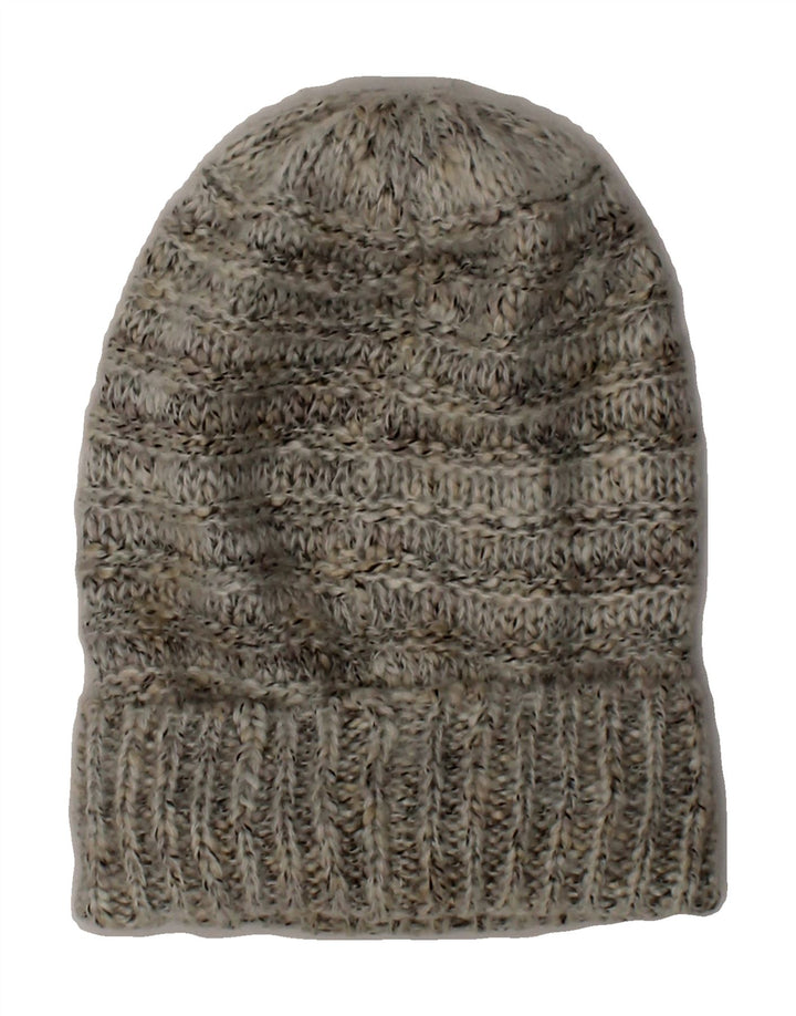 DESIGUAL Womens Graphic Beanie Hat One Size Grey Flecked Acrylic Vintage Desigual and Second-Hand Desigual from Messina Hembry 