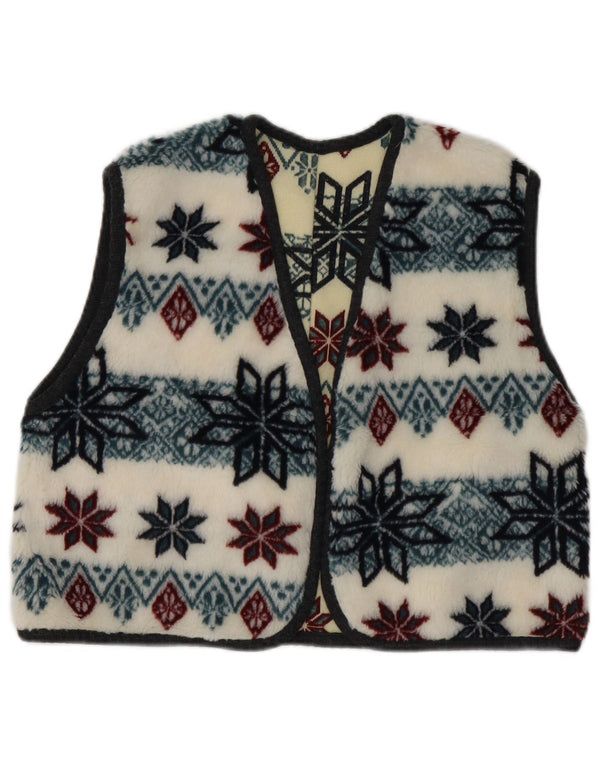 Polarowa kamizelka dziewczęca Vintage 10-11 lat White Fair Isle