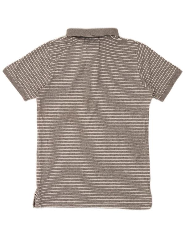 Męska koszulka polo Woolrich w małe, szare, bawełniane paski