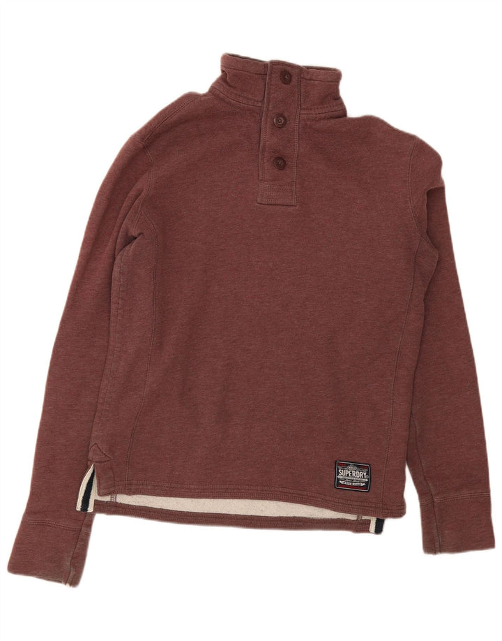 Męski sweter Superdry z dekoltem w serek, mały, bordowy, bawełniany