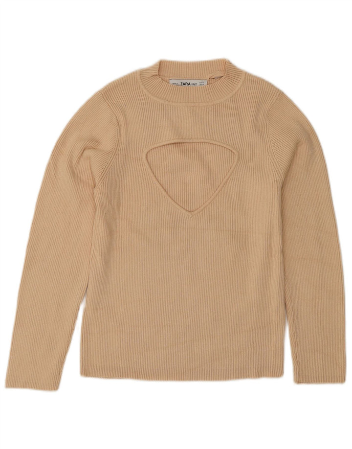 Damski krótki top Zara z rękawem 3/4, UK 12, średni beż