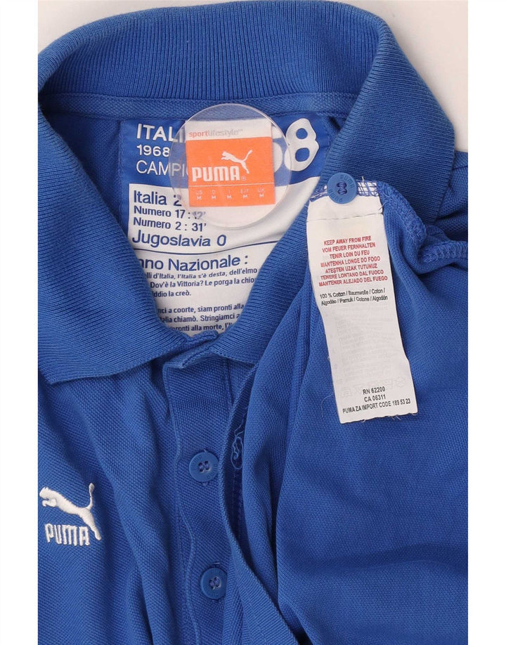 Męska koszulka polo Puma z grafiką, średnia niebieska, bawełniana