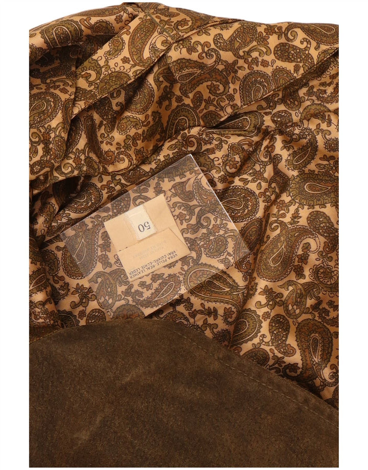 Zamszowa kamizelka męska w stylu vintage IT 50 w kolorze średniego brązu