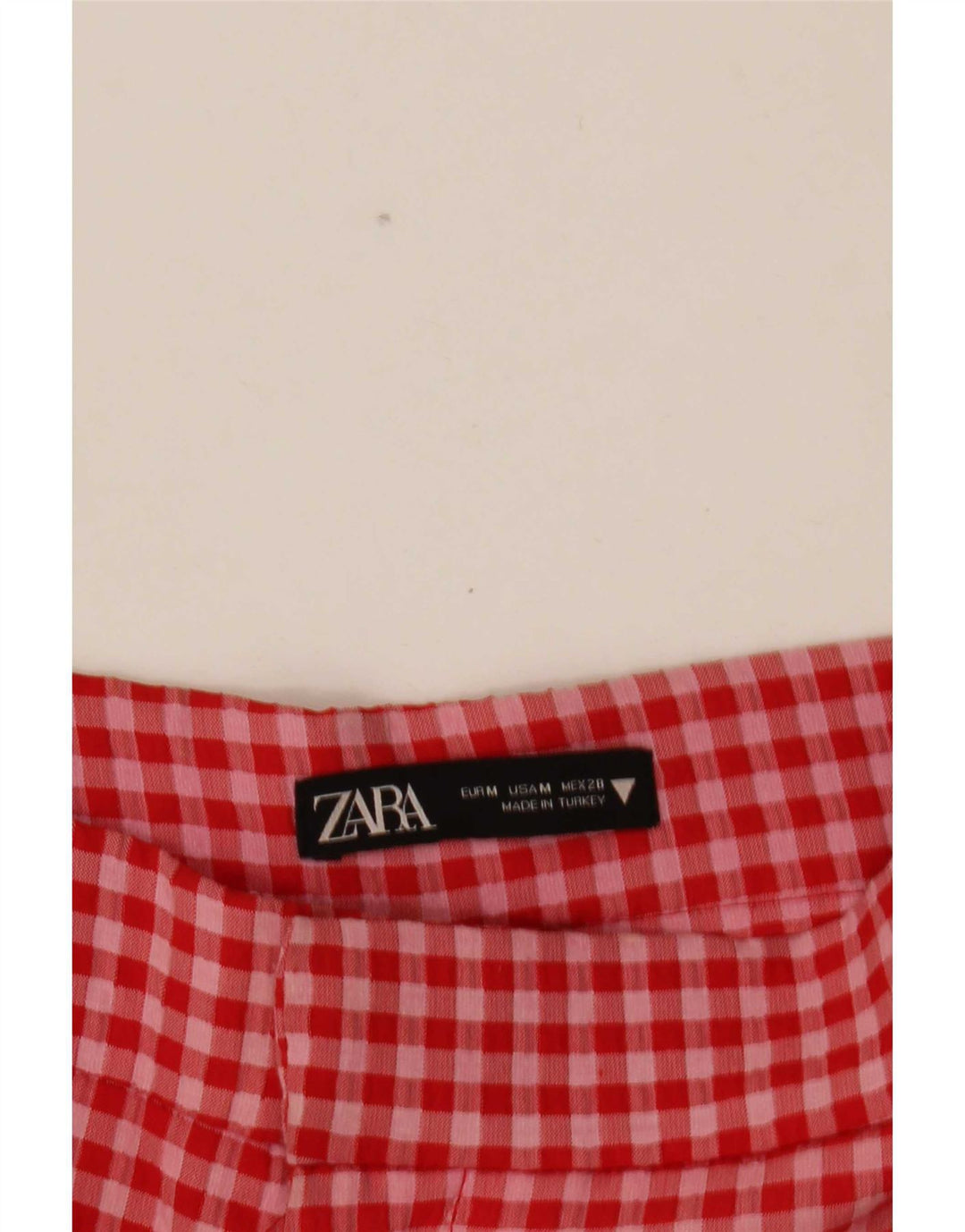 Krótkie spodnie damskie Zara, średnie W28 L25, czerwona kratka