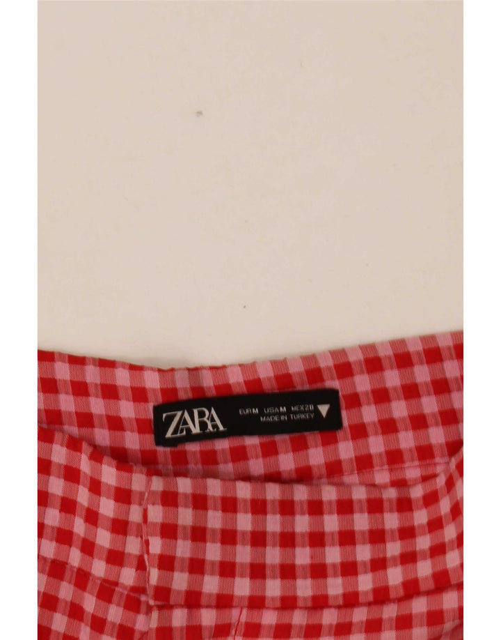 Krótkie spodnie damskie Zara, średnie W28 L25, czerwona kratka
