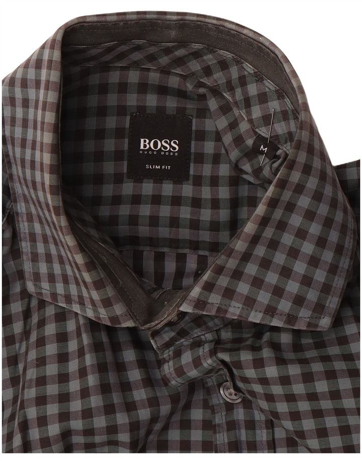 Męska koszula slim fit HUGO BOSS, średnia szara kratka