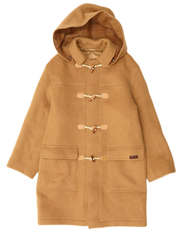 Vintage męski budrysówka z kapturem UK 40 duża beżowa wełna