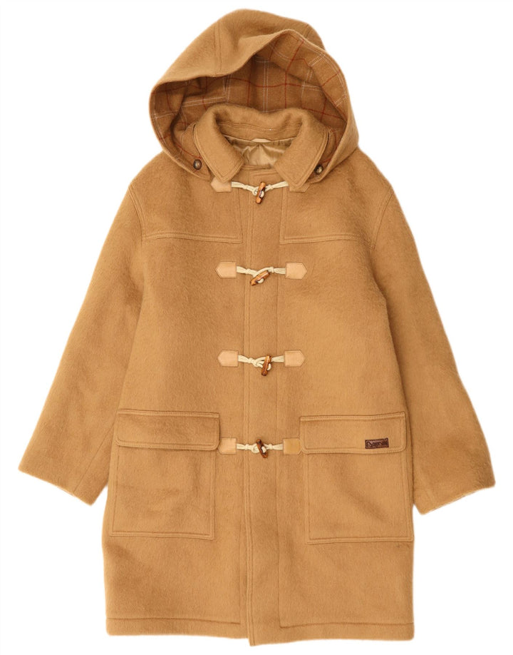 Vintage męski budrysówka z kapturem UK 40 duża beżowa wełna