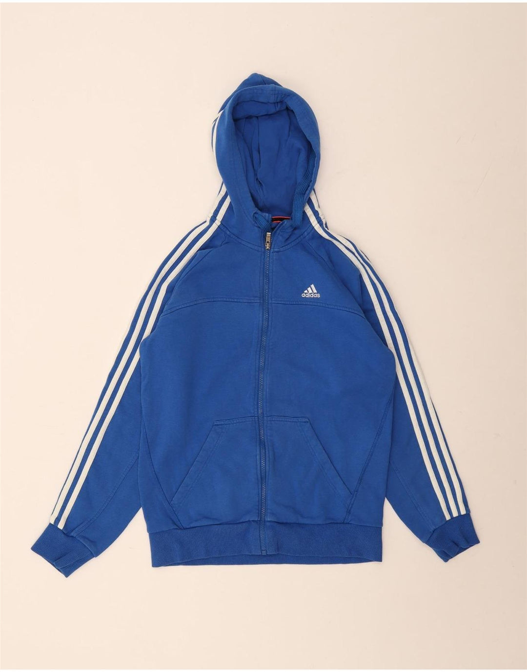 Męski sweter z kapturem i zamkiem błyskawicznym ADIDAS, mały, niebieski, bawełniany