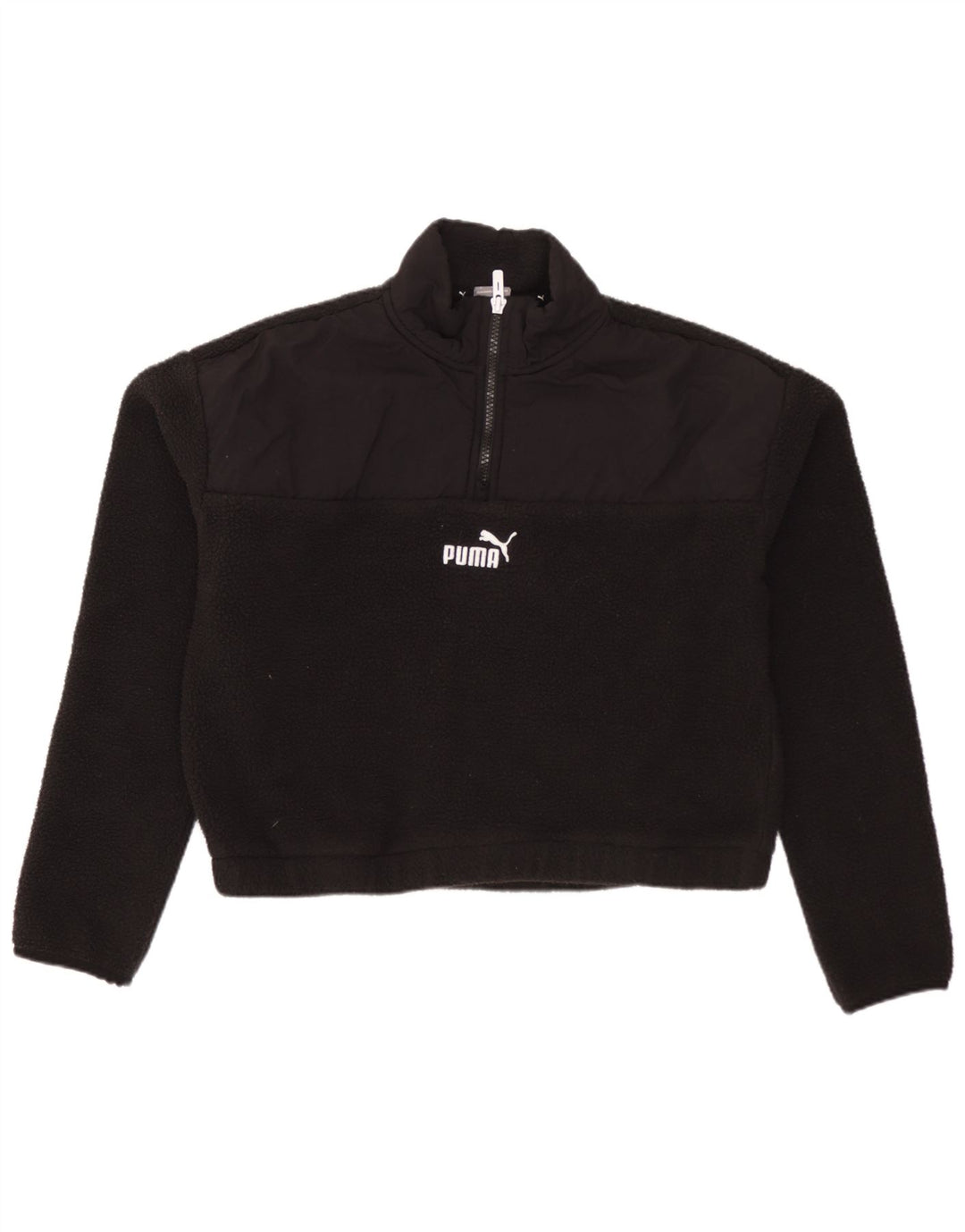 Damska bluza polarowa PUMA Crop Oversize z zamkiem błyskawicznym UK 10 Small Black