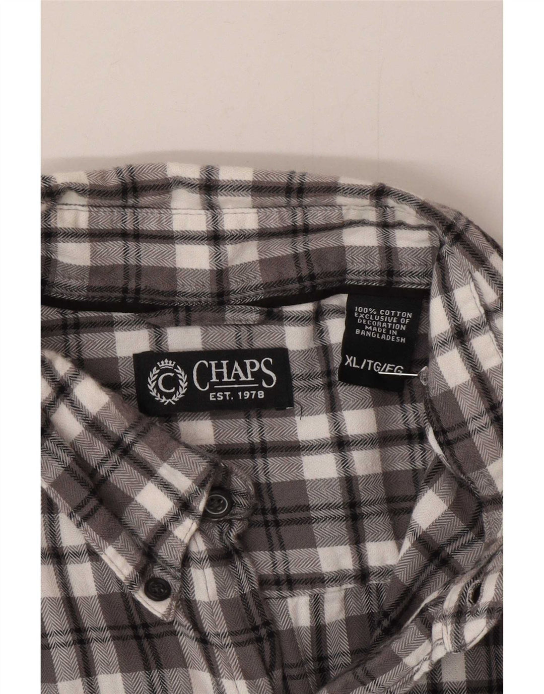 Męska koszula flanelowa Chaps XL, bawełniana w szarą kratę