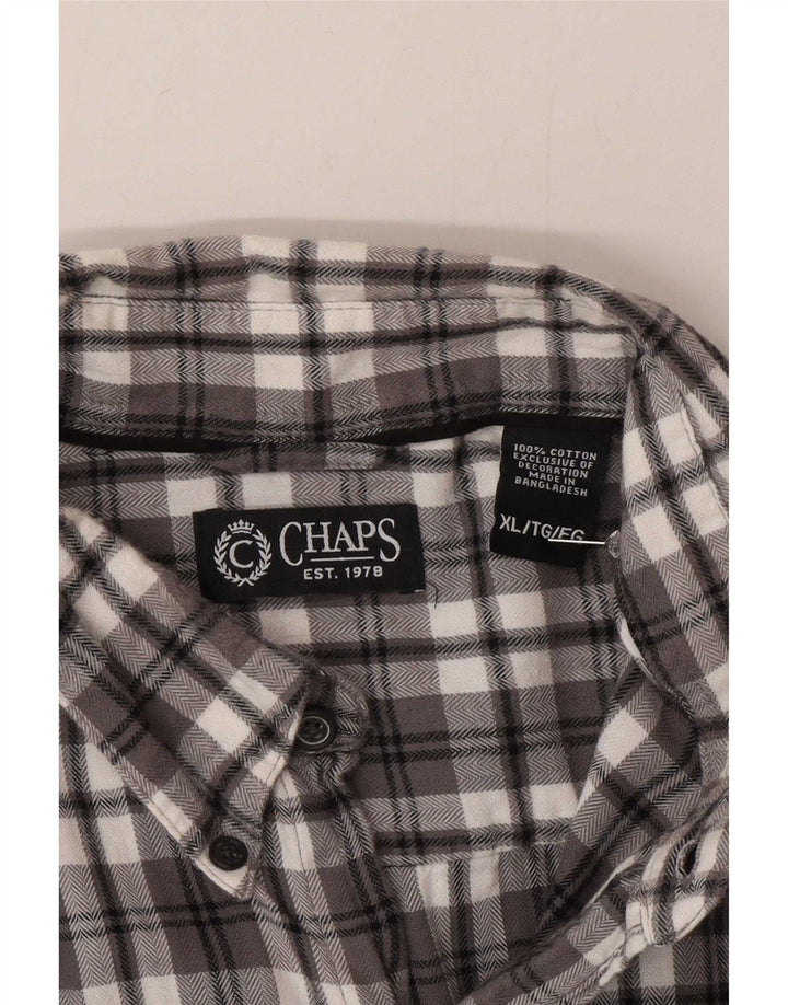 Męska koszula flanelowa Chaps XL, bawełniana w szarą kratę