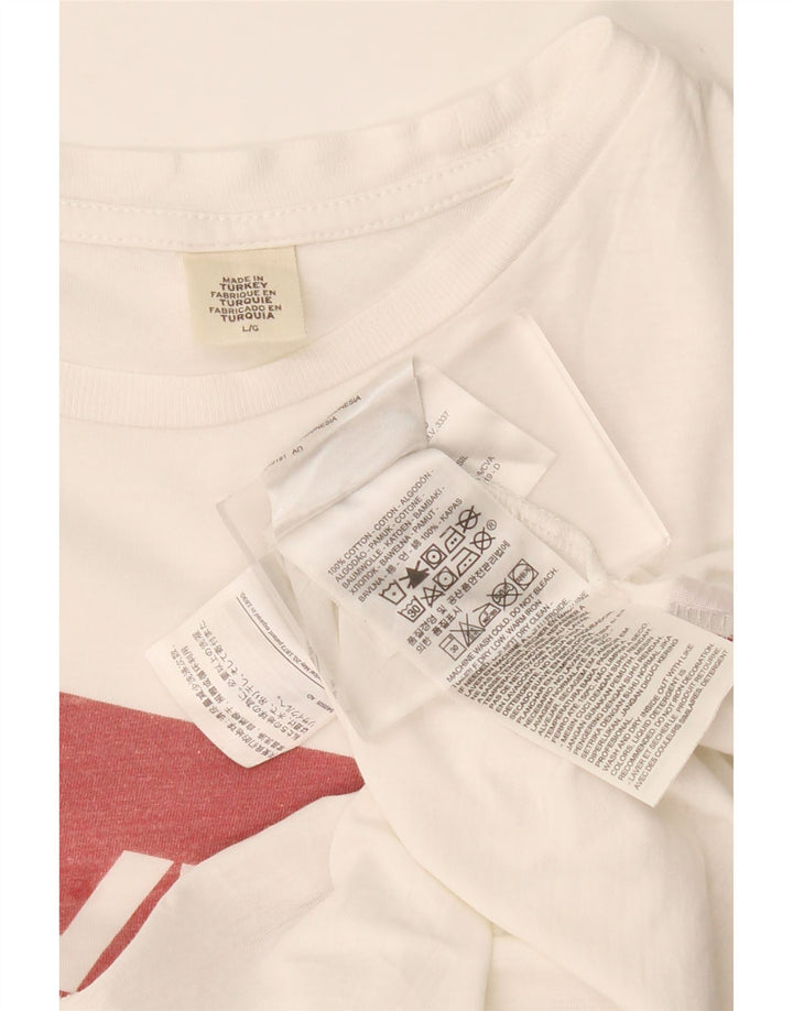 Damska koszulka z grafiką LEVI'S Top UK 16, duża, biała bawełna