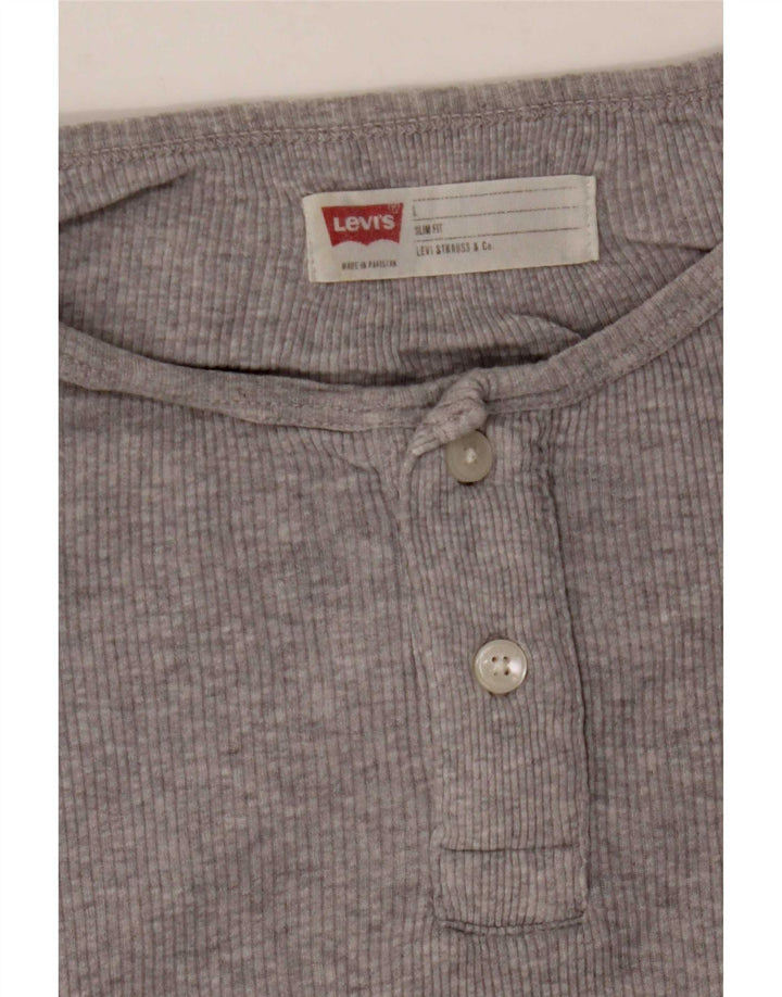 Męski top slim fit Levi's z długim rękawem, duży, szary, nakrapiany