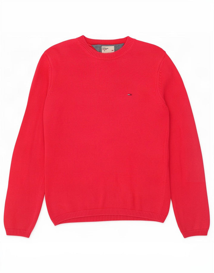 Męski sweter z wycięciem pod szyją Tommy Hilfiger, średnioczerwony, bawełniany