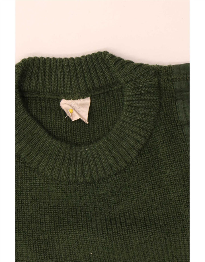 Męski sweter w stylu vintage z graficznym wycięciem pod szyją IT 50 Średni zielony