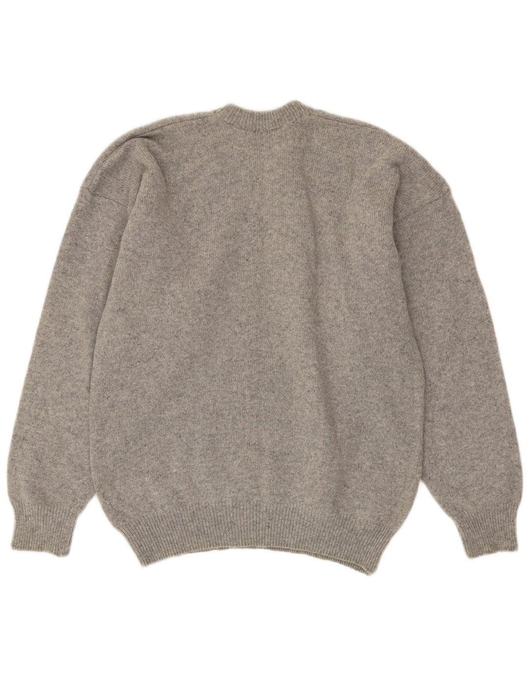 Vintage męski sweter z okrągłym dekoltem, średnio szary, geometryczny
