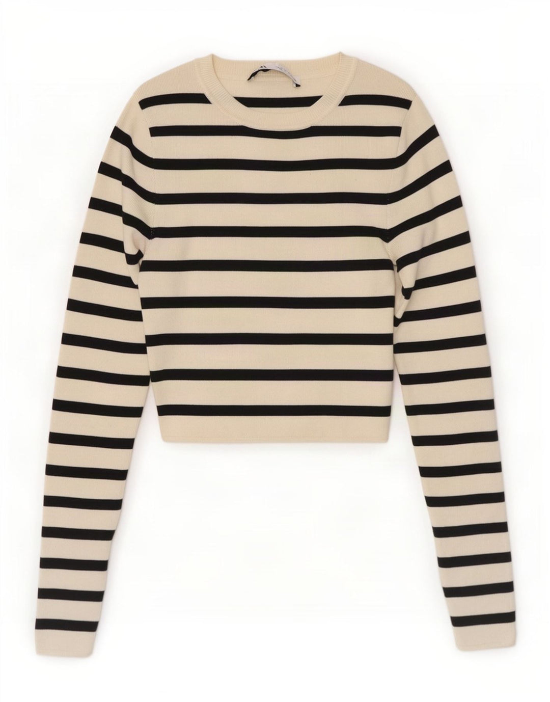 Damska bluzka Zara Crop Top UK 8 w małe, złamane białe paski, wiskoza