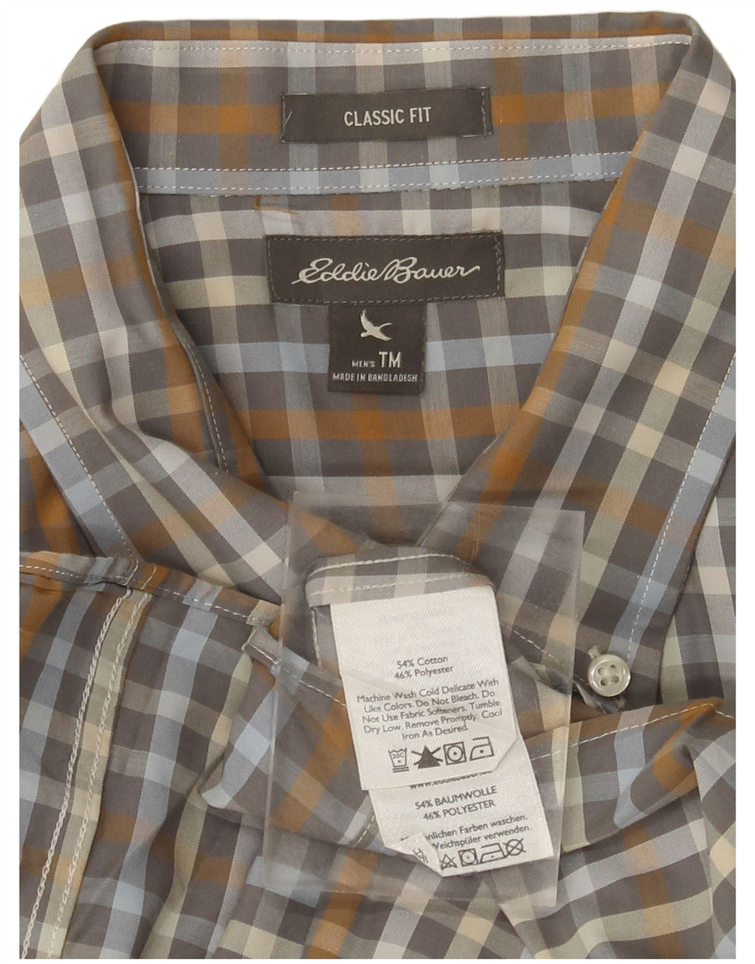 Koszula męska EDDIE BAUER o klasycznym kroju, bawełniana w średnią szarą kratkę