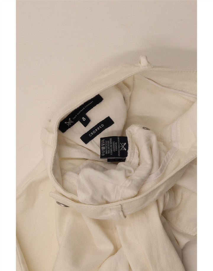 CREW CLOTHING Damskie jeansy z niskim stanem, przycięte UK 8, małe, W26 L23, białe