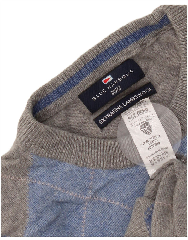 Marks & Spencer Męski sweter z okrągłym dekoltem, UK 38/40, średni szary
