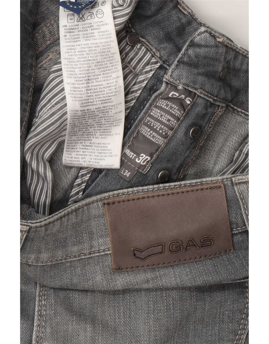 Damskie jeansy Gas W30 L34 Szara bawełna
