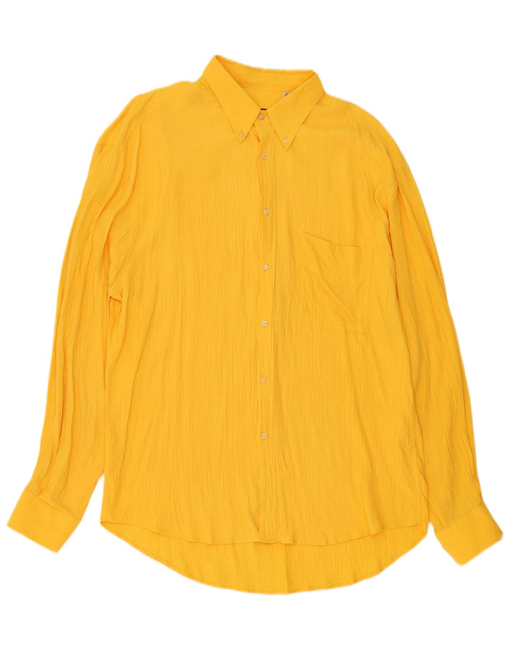 Koszula męska w stylu vintage, rozmiar 17 43 XL, żółta wiskoza