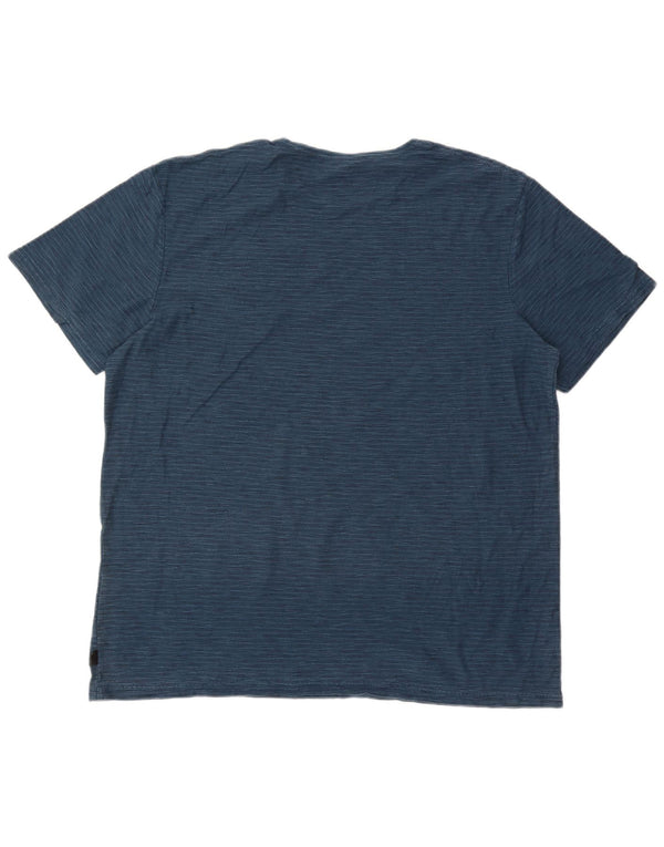 T-shirt męski Quiksilver o nowoczesnym kroju, bawełniany, niebieski w prążki 2XL