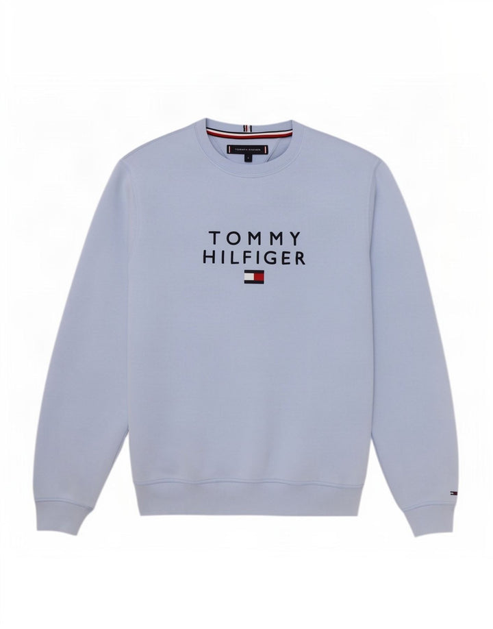 Męska bluza z grafiką Tommy Hilfiger, mała niebieska, bawełniana