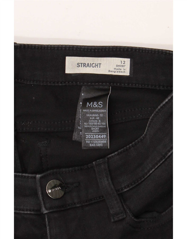 Marks & Spencer Damskie Krótkie Proste Dżinsy UK 12 Średnie W28 L29 Czarne