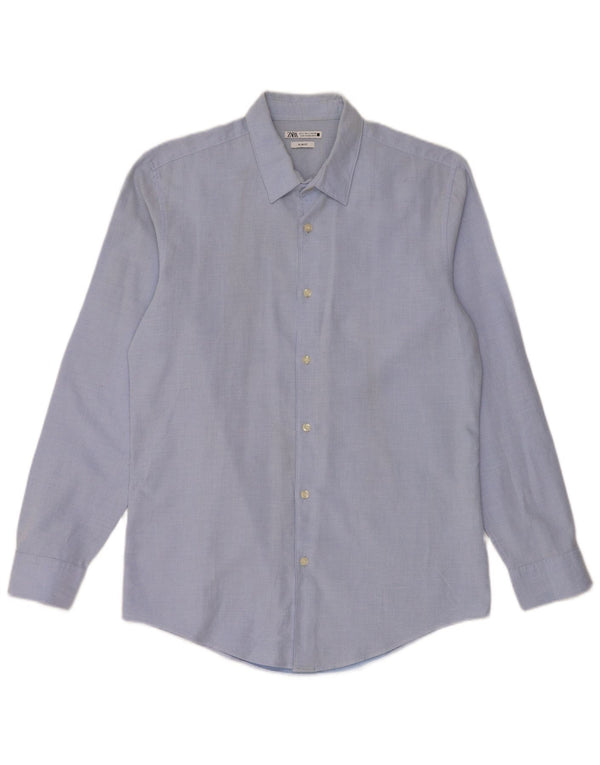 Koszula męska ZARA Slim Fit, duża, niebieska, bawełniana