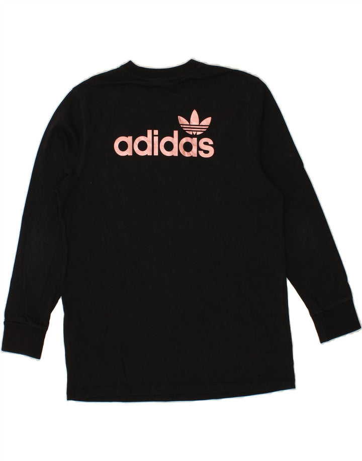 ADIDAS Womens Graphic Sweatshirt Jumper UK 12 Medium Black Cotton Vintage Adidas and Second-Hand Adidas from Messina Hembry 