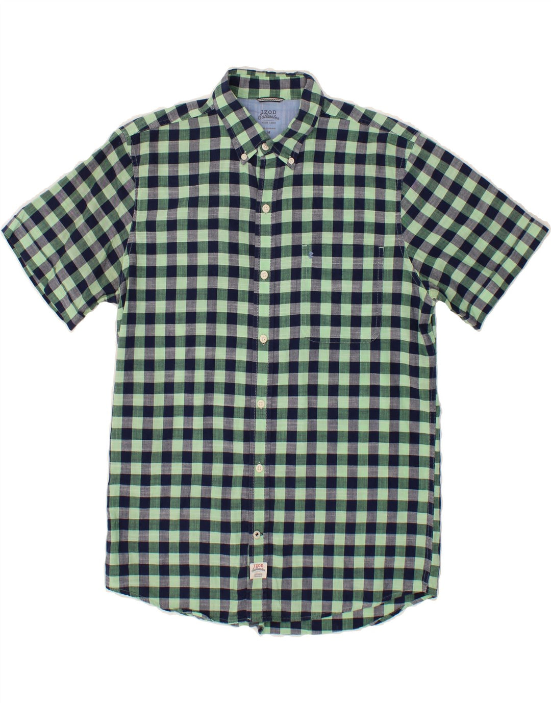 IZOD Mens Salt Water Relaxed Fit Short Sleeve Shirt Medium Green Check Vintage Izod and Second-Hand Izod from Messina Hembry 