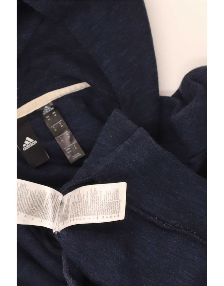 Adidas Męski sweter z kapturem i zamkiem błyskawicznym, średni granatowy, bawełniany