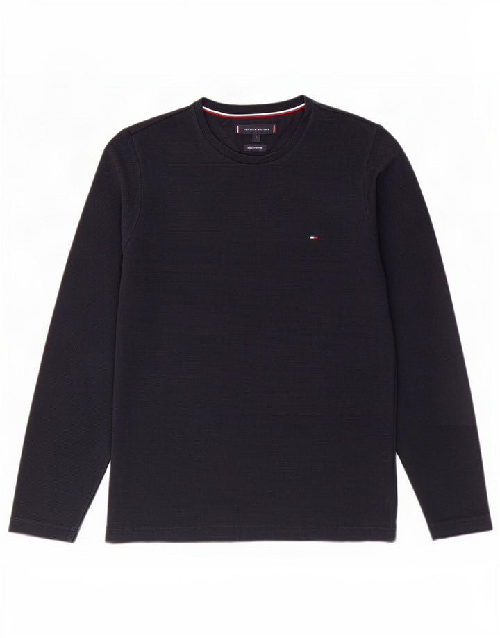 Męski top Tommy Hilfiger z długim rękawem, mały, granatowy, bawełniany