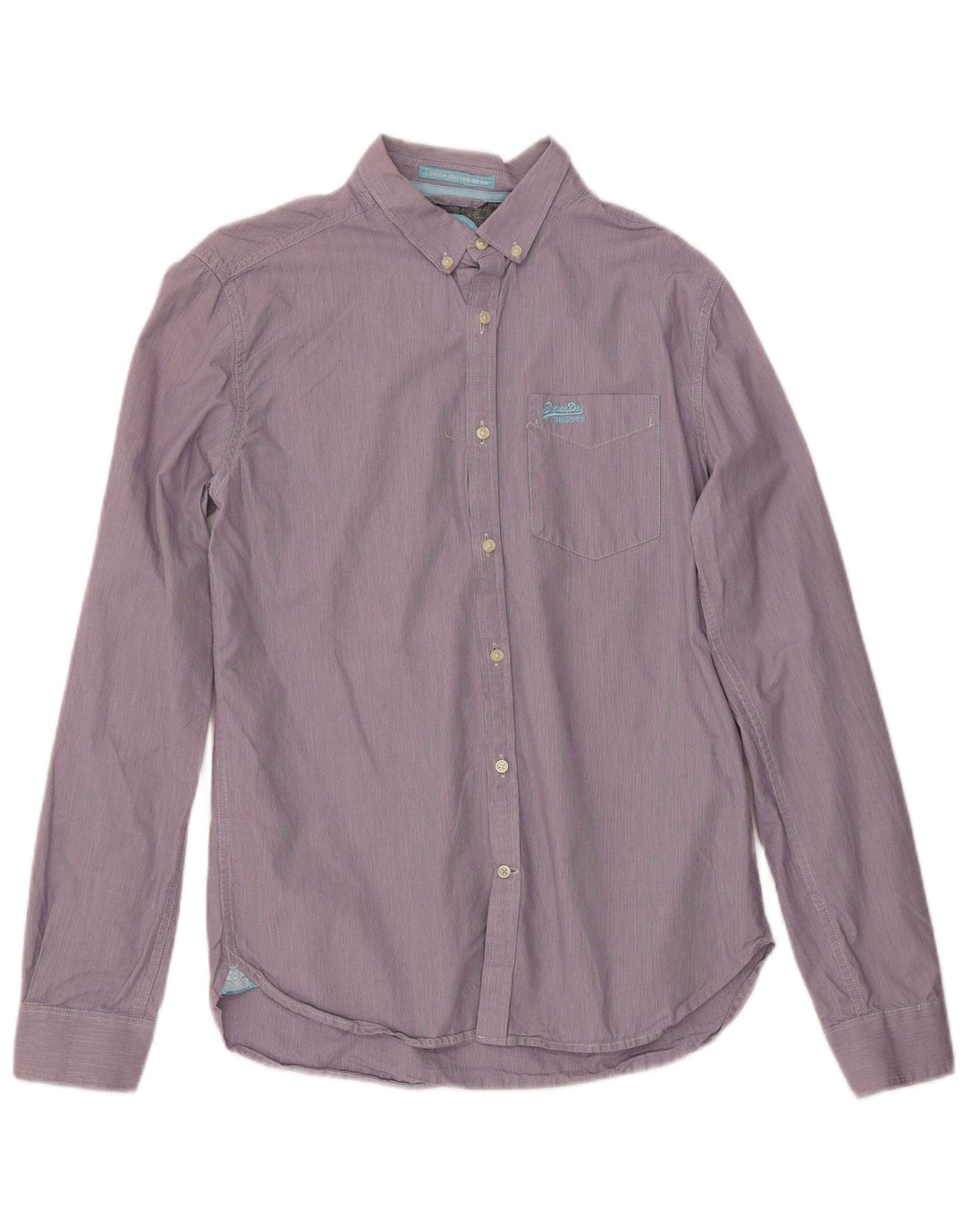 SUPERDRY Koszula męska, duża, fioletowa, bawełniana w prążki