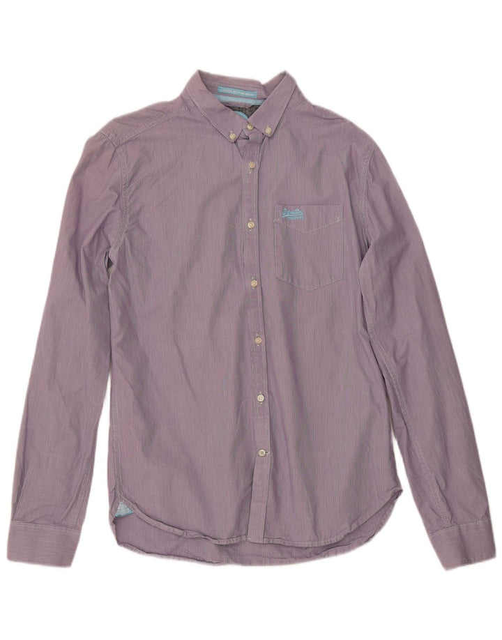 SUPERDRY Koszula męska, duża, fioletowa, bawełniana w prążki