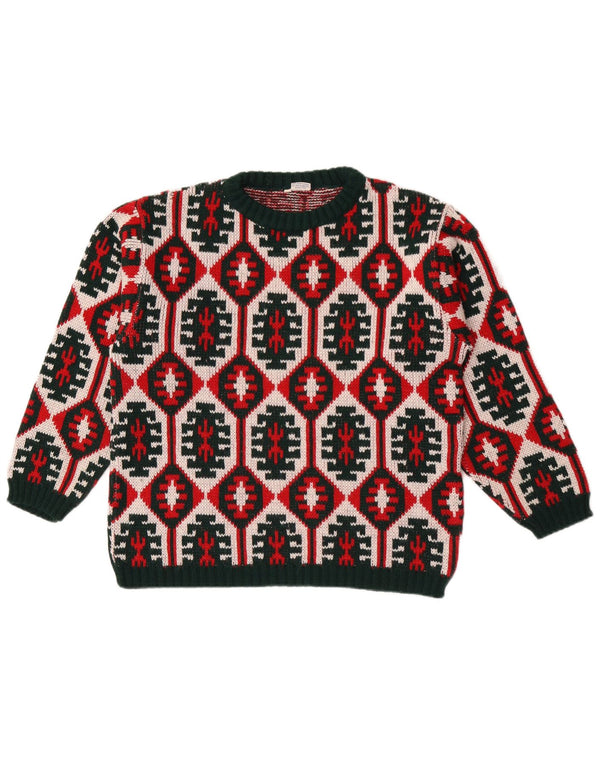 Sweter damski w stylu vintage z okrągłym dekoltem IT 48 XL, wielokolorowy, geometryczny