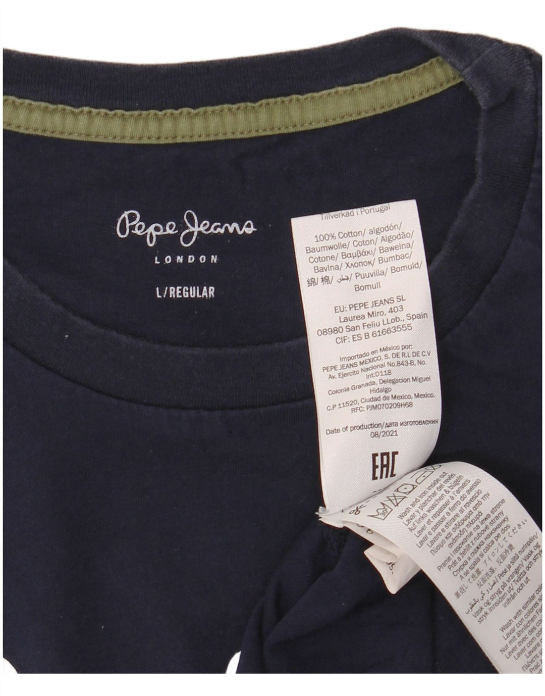 PEPE JEANS Męski T-shirt z grafiką o regularnym kroju, duży, granatowy, bawełniany