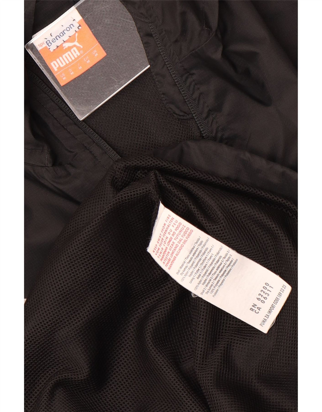 Męska kurtka przeciwdeszczowa PUMA z kapturem UK 38 Średni czarny nylon